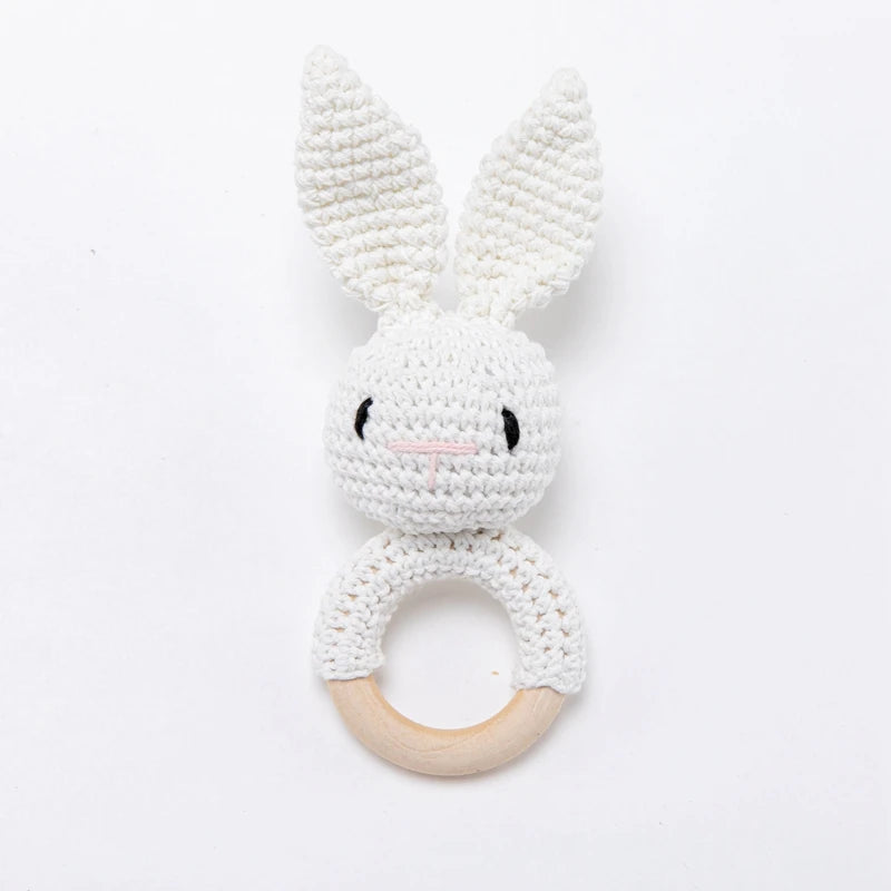 Baby Rattle Crochet Amigurumi Bunny Rattle Bell Newborn Knitting Gym Toy Educational Teether Baby Mobile Rattle Toy 0-12 Months