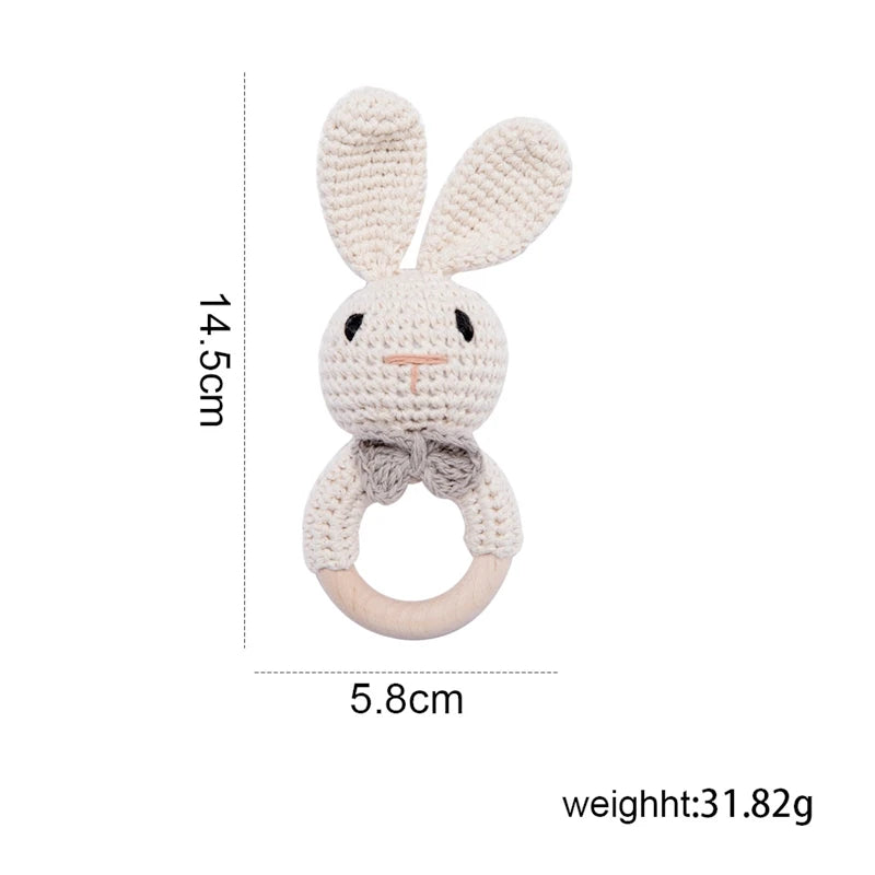 Baby Rattle Crochet Amigurumi Bunny Rattle Bell Newborn Knitting Gym Toy Educational Teether Baby Mobile Rattle Toy 0-12 Months