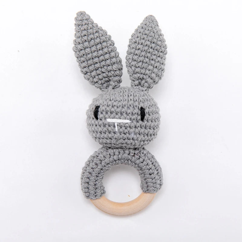 Baby Rattle Crochet Amigurumi Bunny Rattle Bell Newborn Knitting Gym Toy Educational Teether Baby Mobile Rattle Toy 0-12 Months