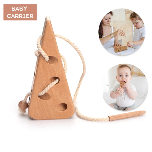 Wooden Lacing Cheese Threading Toys for Toddlers