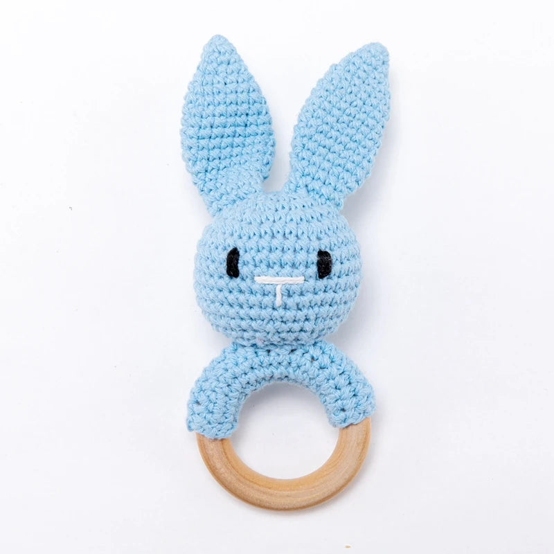 Baby Rattle Crochet Amigurumi Bunny Rattle Bell Newborn Knitting Gym Toy Educational Teether Baby Mobile Rattle Toy 0-12 Months