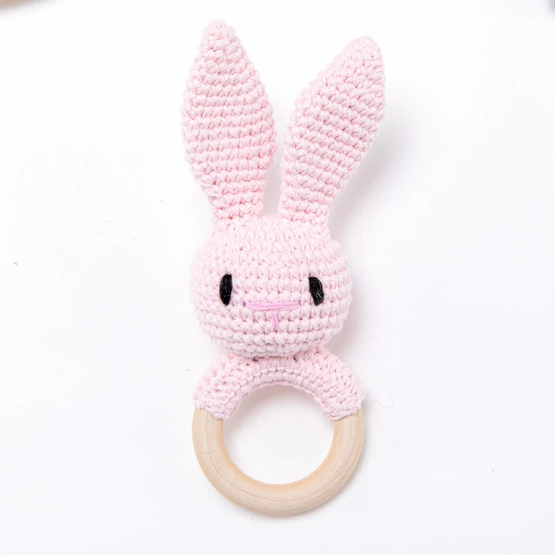 Baby Rattle Crochet Amigurumi Bunny Rattle Bell Newborn Knitting Gym Toy Educational Teether Baby Mobile Rattle Toy 0-12 Months