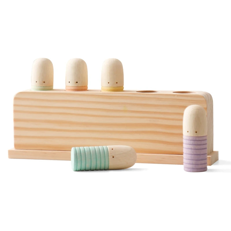 Wooden Macaron Montessori Toy - Color & Shape Cognition Drum for Kids