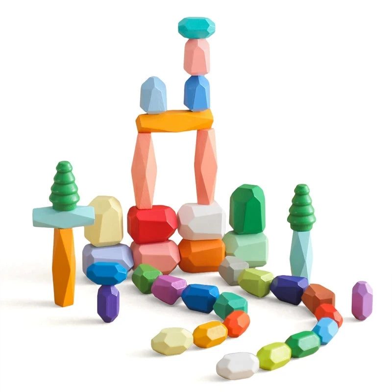 Wood Rainbow Building Stone - Montessori Educational Toy