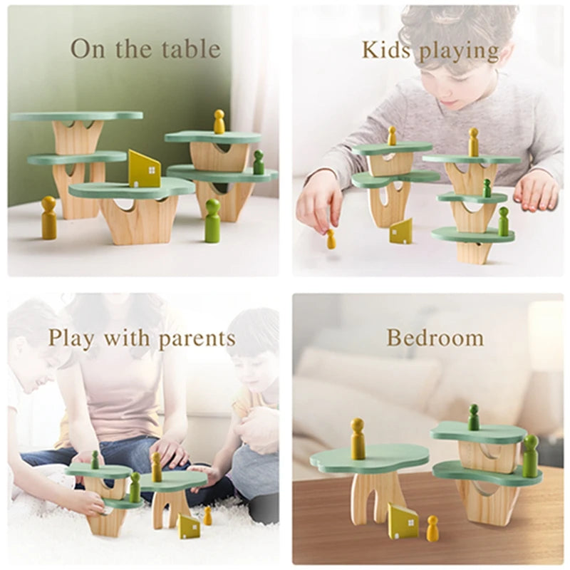 Wooden Forest Blocks Toy – Geometric Animal Scene Placement Game for Babies and Toddlers (Educational and Decorative)