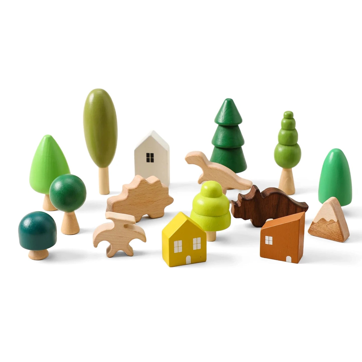 Wooden Forest Tree Building Blocks – Montessori Mushroom Toy for Kids