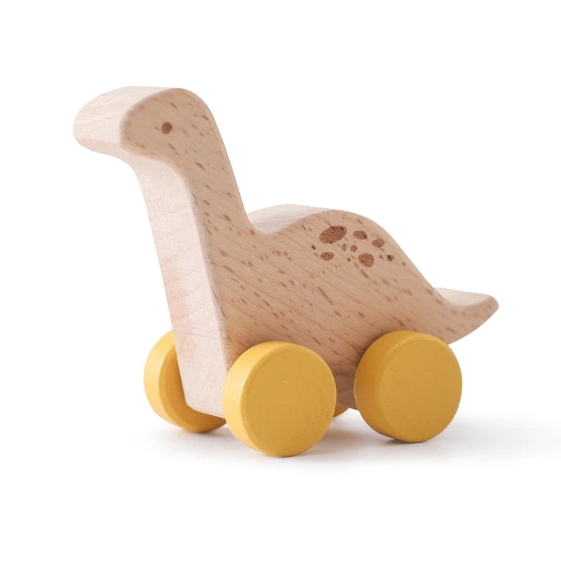 Montessori Wooden Dinosaur Car Toys – Educational Wooden Blocks for Children