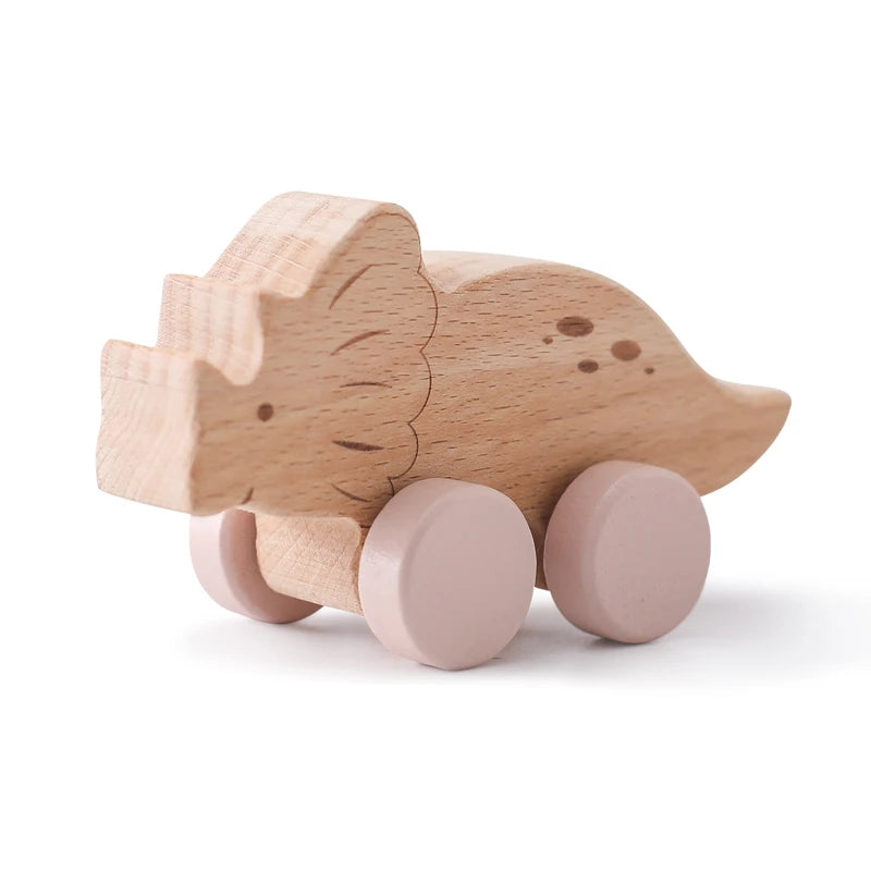 Montessori Wooden Dinosaur Car Toys – Educational Wooden Blocks for Children