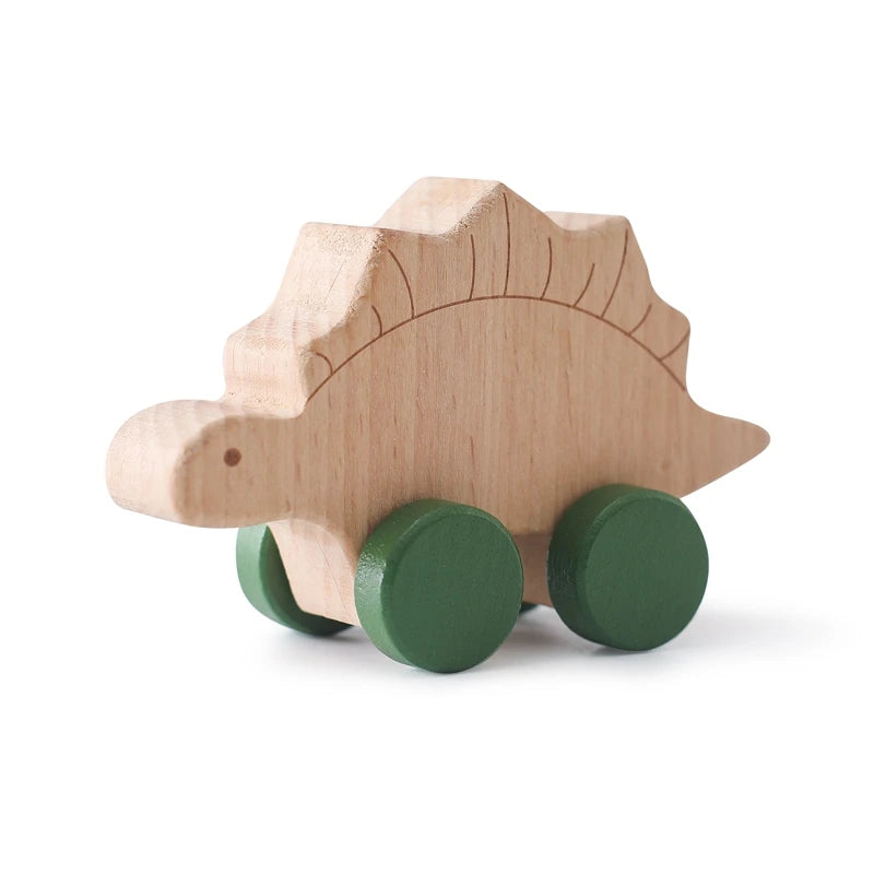 Montessori Wooden Dinosaur Car Toys – Educational Wooden Blocks for Children