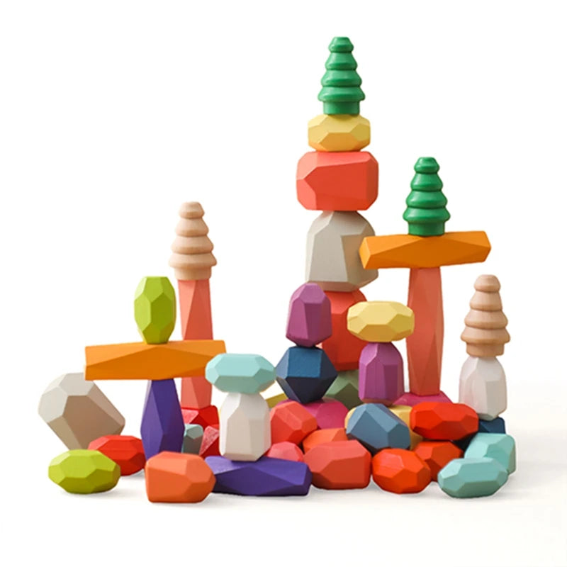 Wood Rainbow Building Stone - Montessori Educational Toy