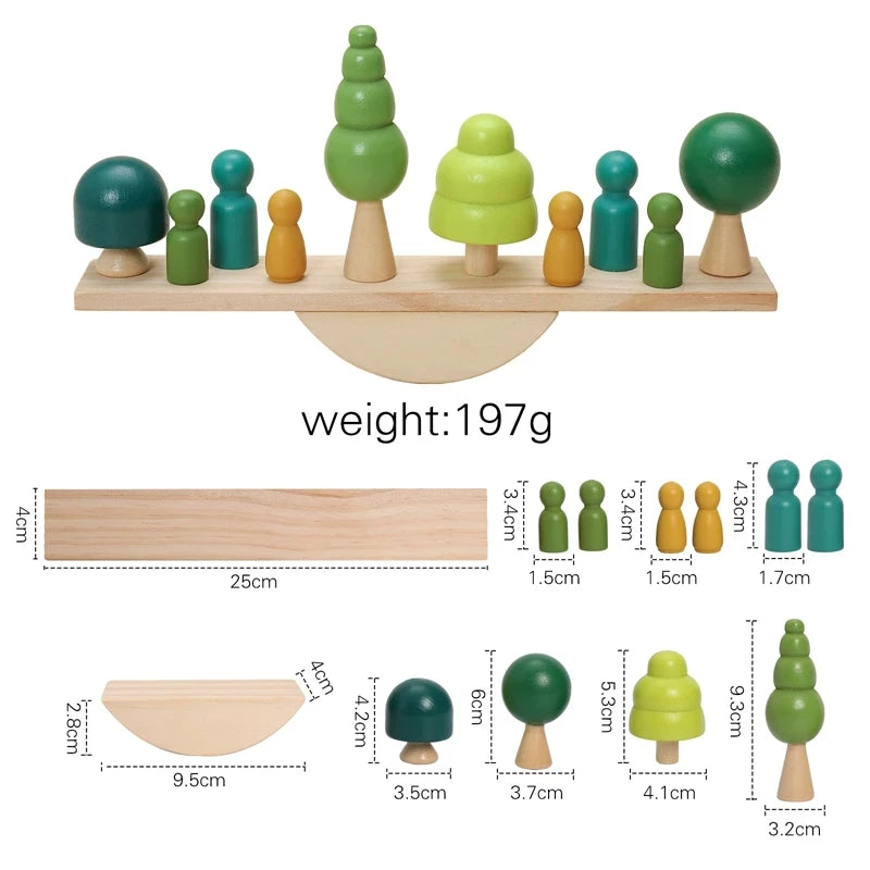 Wooden Forest Tree Building Blocks – Montessori Mushroom Toy for Kids