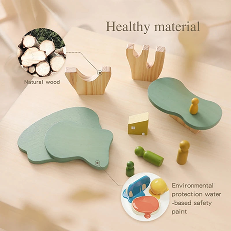 Wooden Forest Blocks Toy – Geometric Animal Scene Placement Game for Babies and Toddlers (Educational and Decorative)