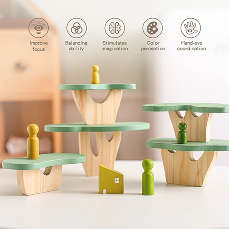 Wooden Forest Blocks Toy – Geometric Animal Scene Placement Game for Babies and Toddlers (Educational and Decorative)