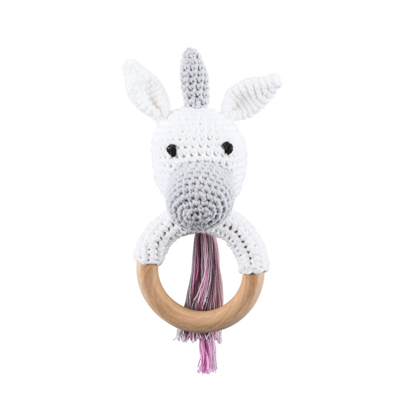 Baby Rattle Crochet Amigurumi Bunny Rattle Bell Newborn Knitting Gym Toy Educational Teether Baby Mobile Rattle Toy 0-12 Months