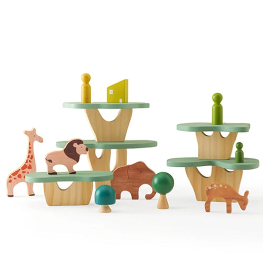 Wooden Forest Blocks Toy – Geometric Animal Scene Placement Game for Babies and Toddlers (Educational and Decorative)