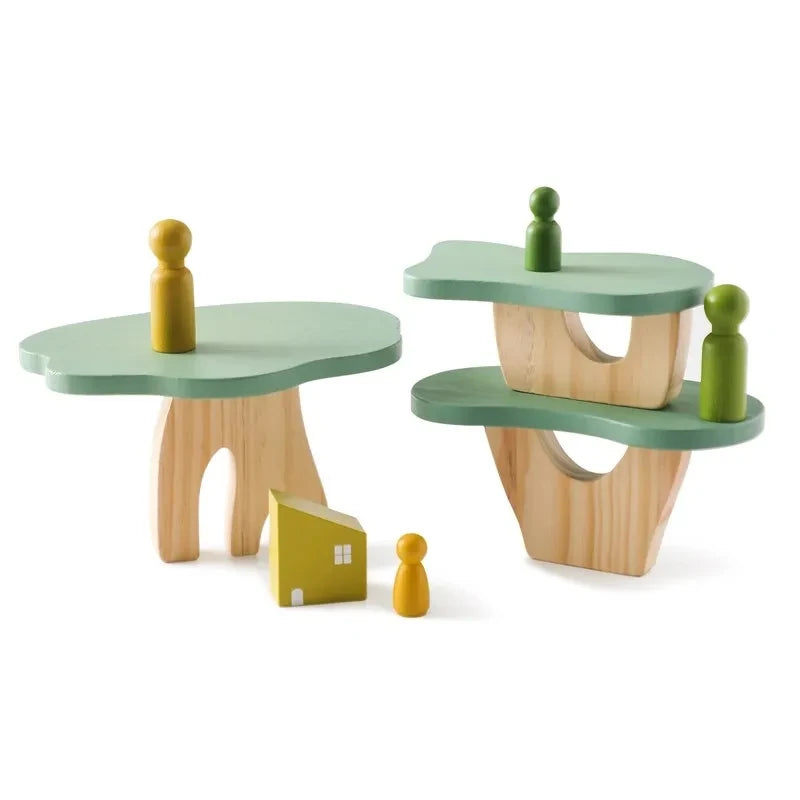 Wooden Forest Tree Building Blocks – Montessori Mushroom Toy for Kids