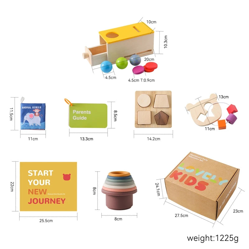 Wooden Macaron Montessori Toy - Color & Shape Cognition Drum for Kids